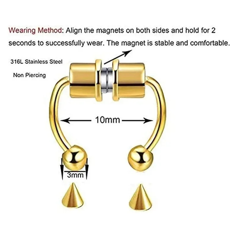 1/2/3 шт. фальшивые магнитные  – обзор и цена Body Jewelry Nose Ring