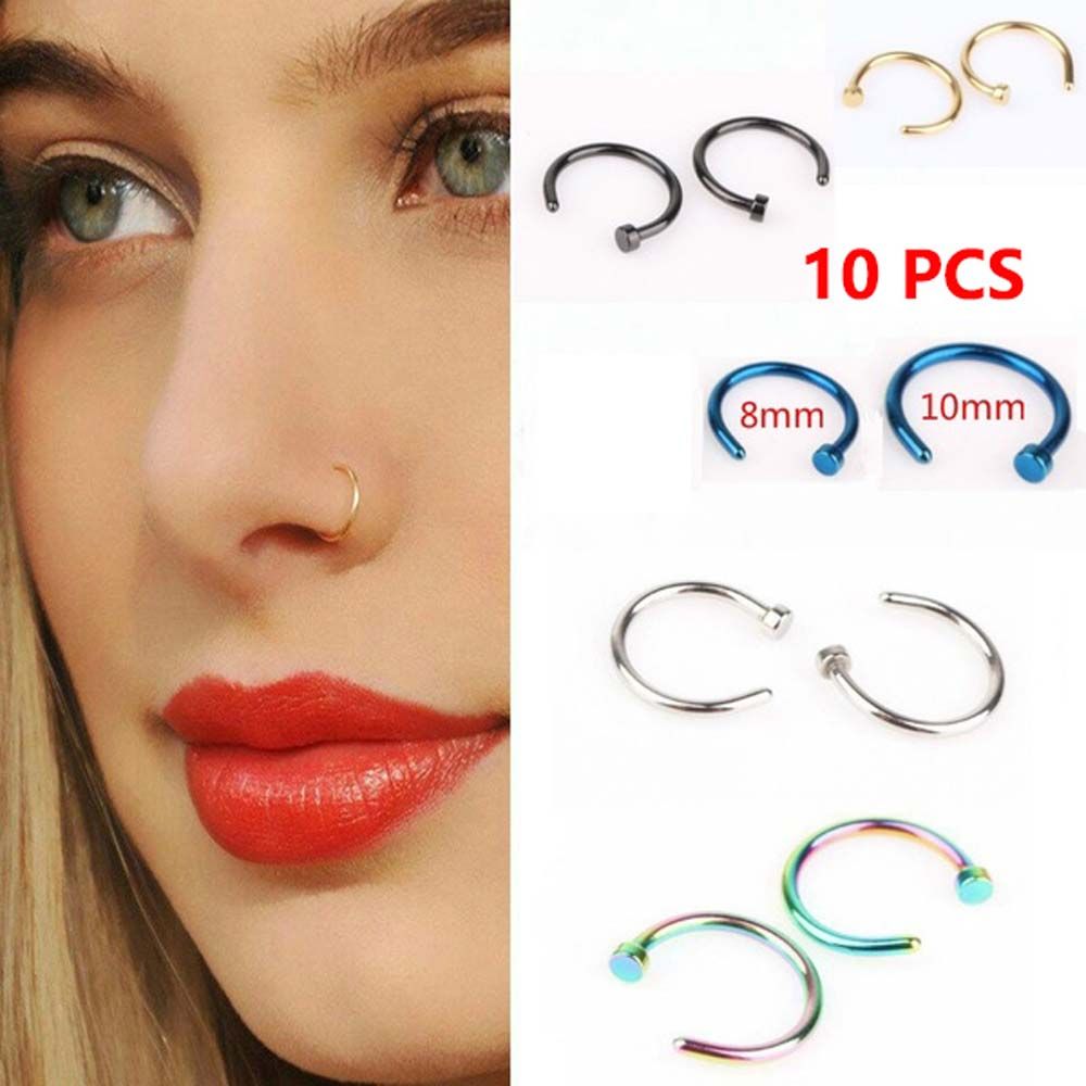 10 шт. тонких сережек-кольцев  – обзор и цена Body Jewelry Nose Ring